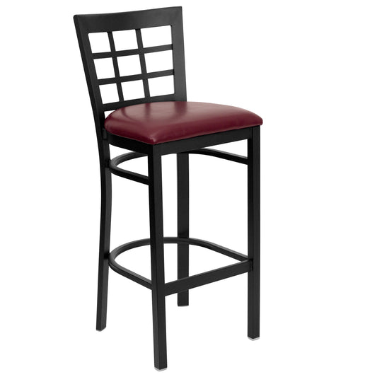 Window Back Metal Restaurant Barstool - Vinyl Seat