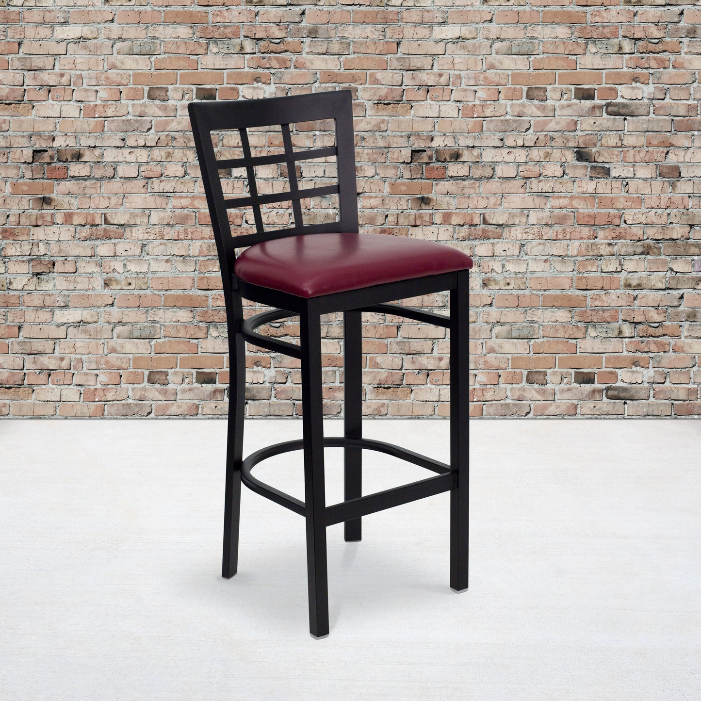 Window Back Metal Restaurant Barstool - Vinyl Seat