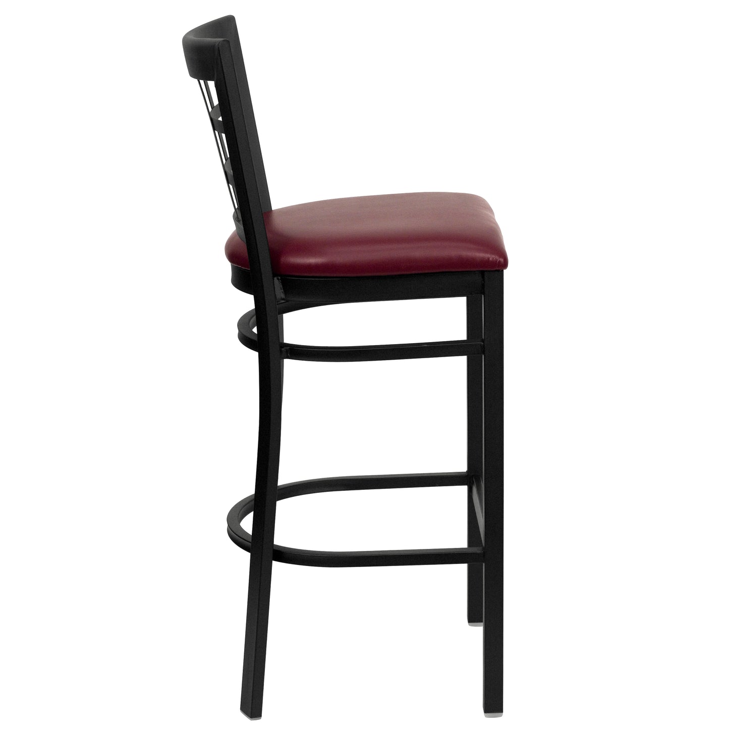 Window Back Metal Restaurant Barstool - Vinyl Seat