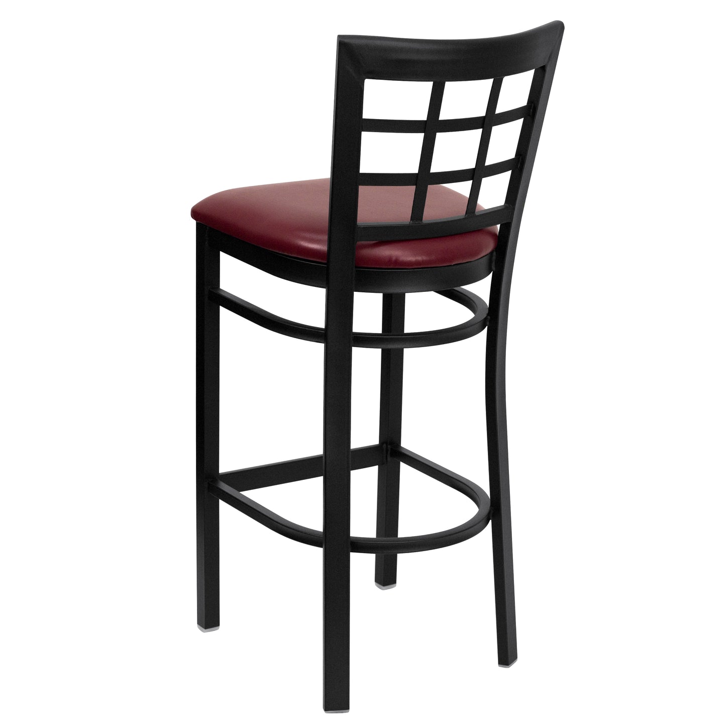 Window Back Metal Restaurant Barstool - Vinyl Seat