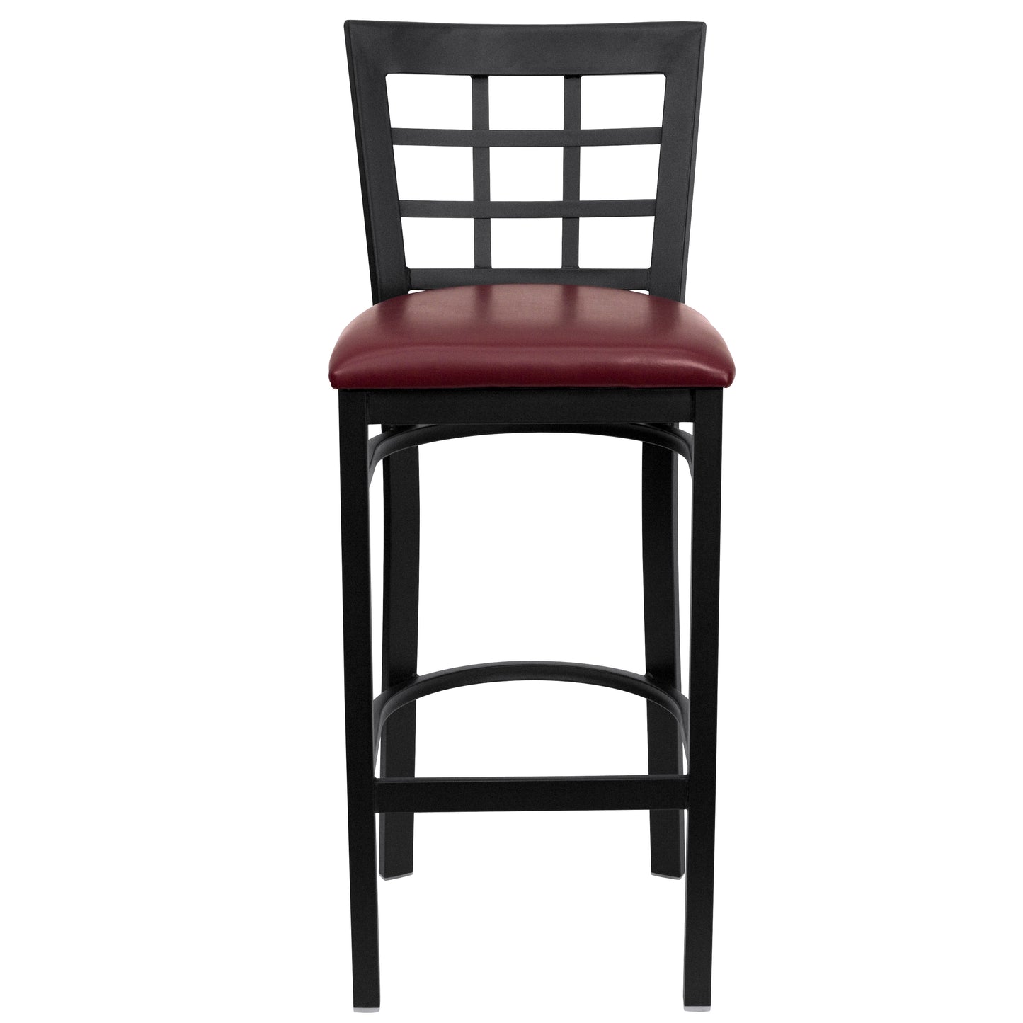 Window Back Metal Restaurant Barstool - Vinyl Seat