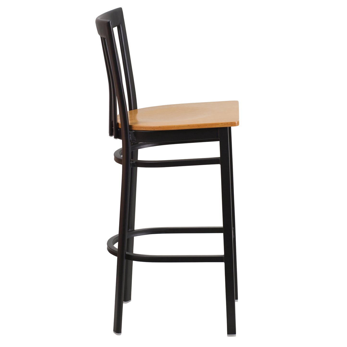 School House Back Metal Restaurant Barstool - Wood Seat