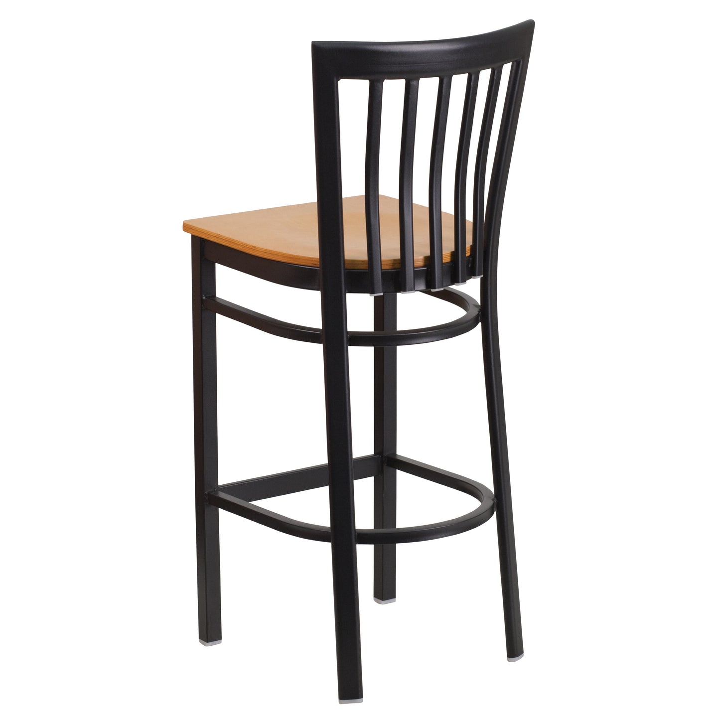 School House Back Metal Restaurant Barstool - Wood Seat