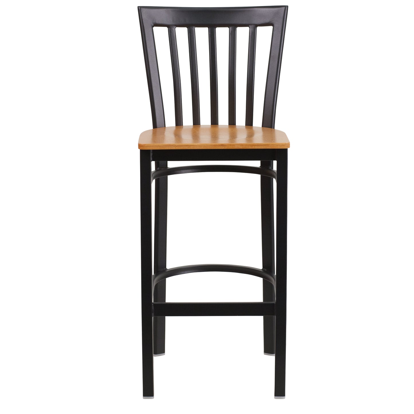 School House Back Metal Restaurant Barstool - Wood Seat