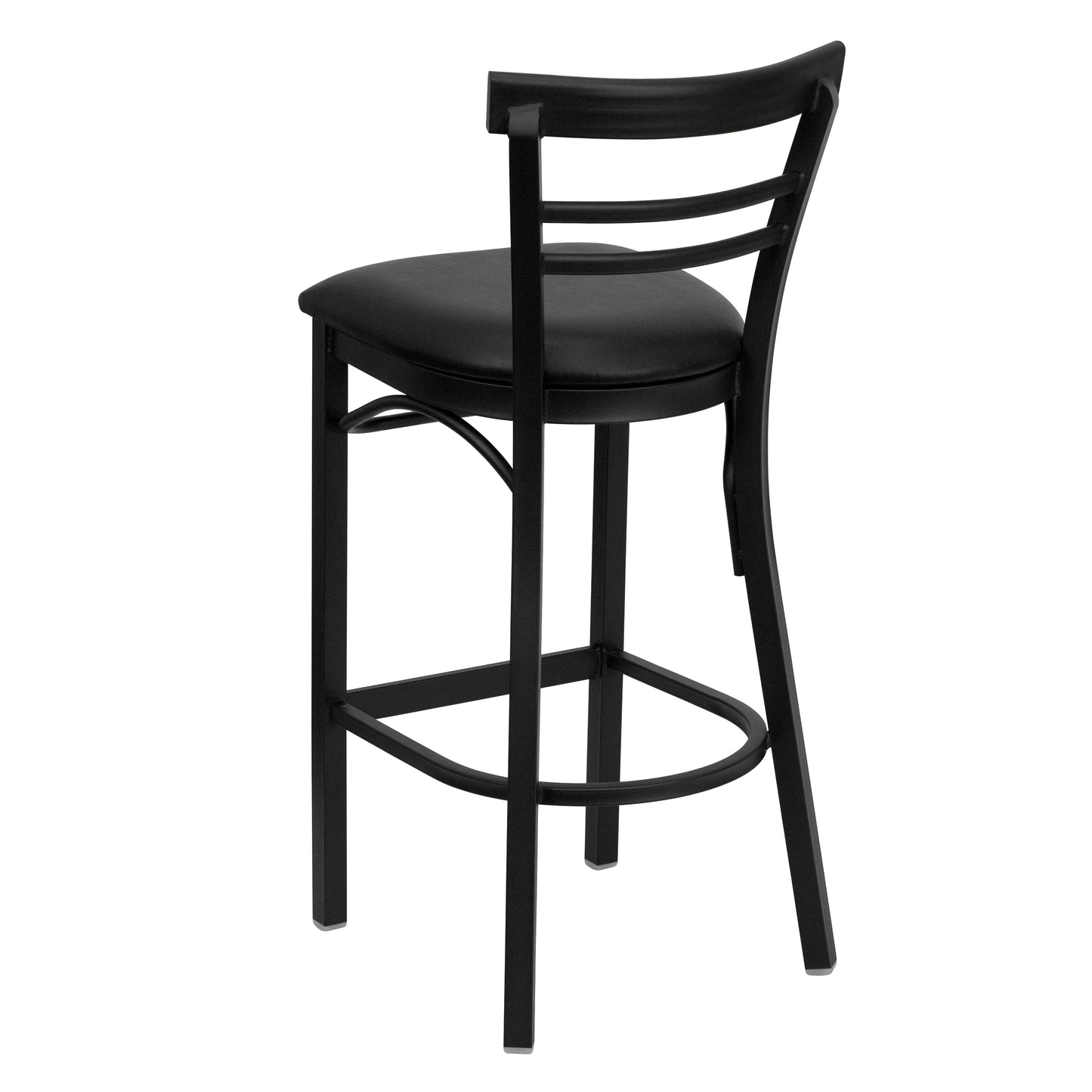 Two-Slat Ladder Back Metal Restaurant Barstool - Vinyl Seat