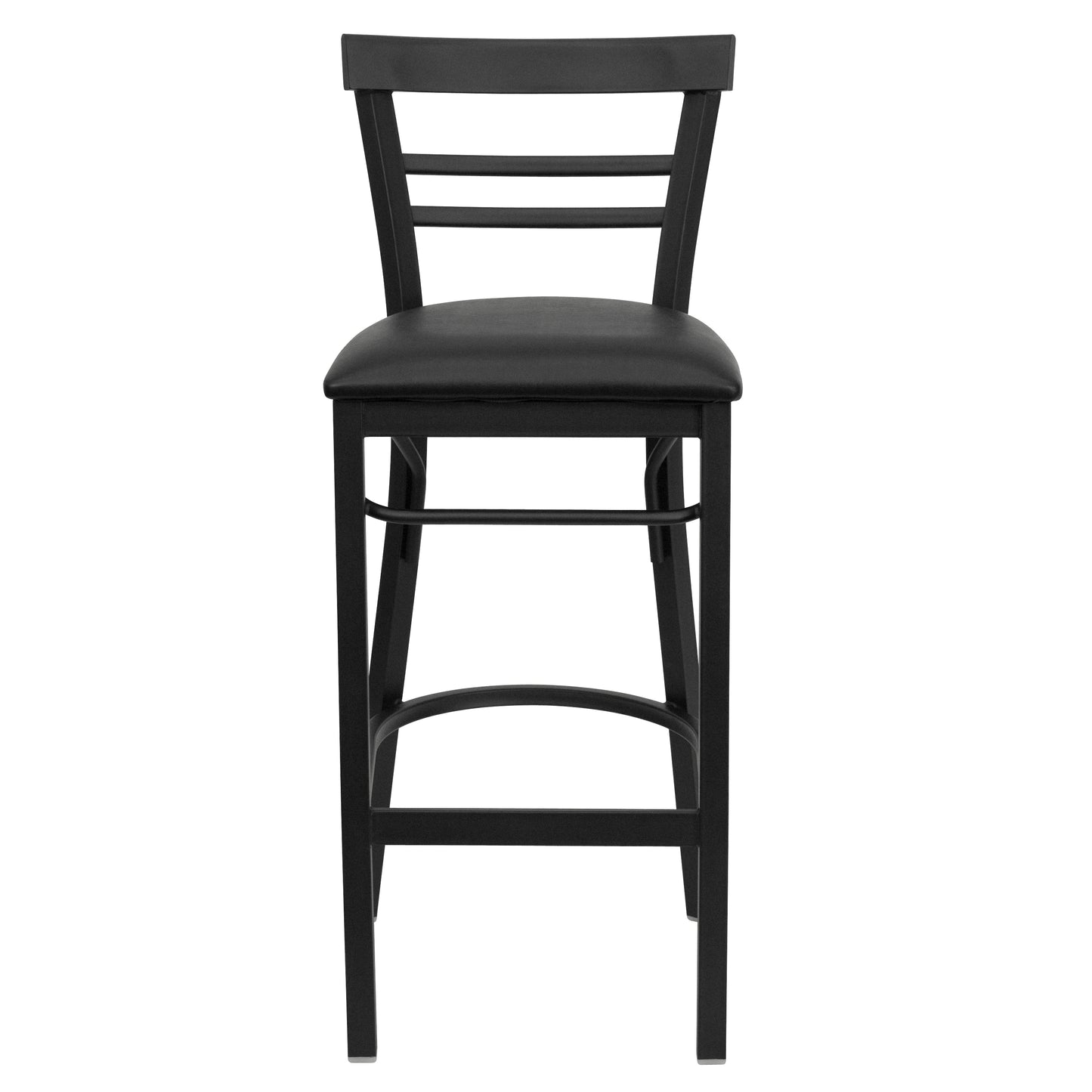 Two-Slat Ladder Back Metal Restaurant Barstool - Vinyl Seat