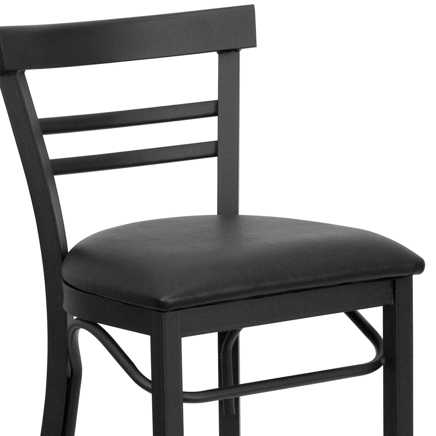 Two-Slat Ladder Back Metal Restaurant Barstool - Vinyl Seat