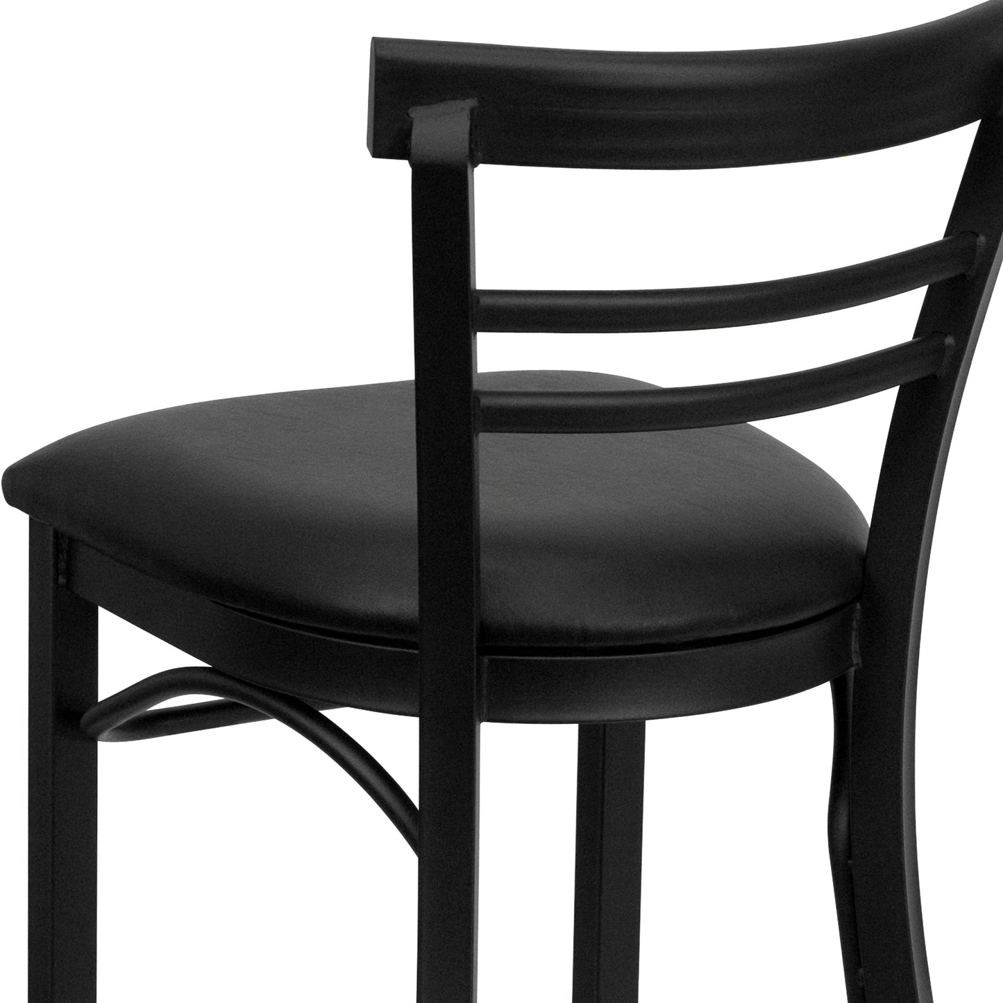 Two-Slat Ladder Back Metal Restaurant Barstool - Vinyl Seat