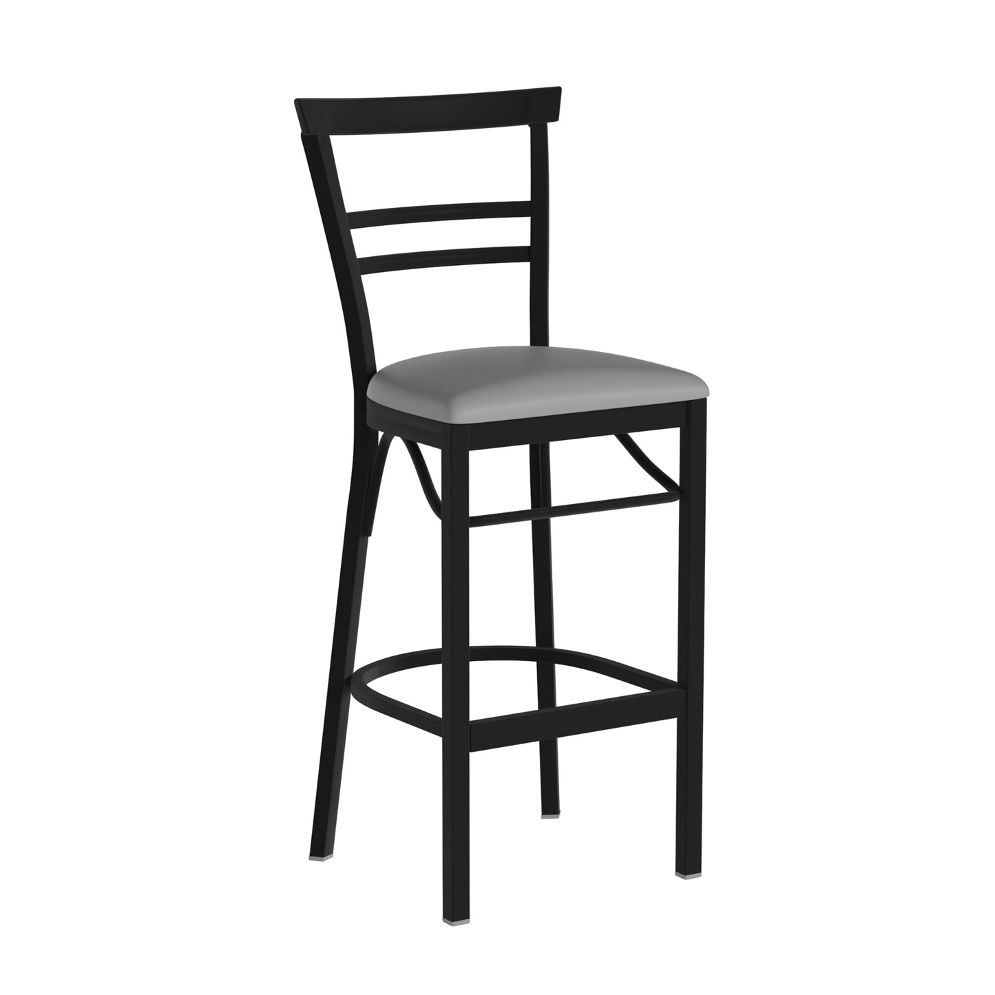 Two-Slat Ladder Back Metal Restaurant Barstool - Vinyl Seat