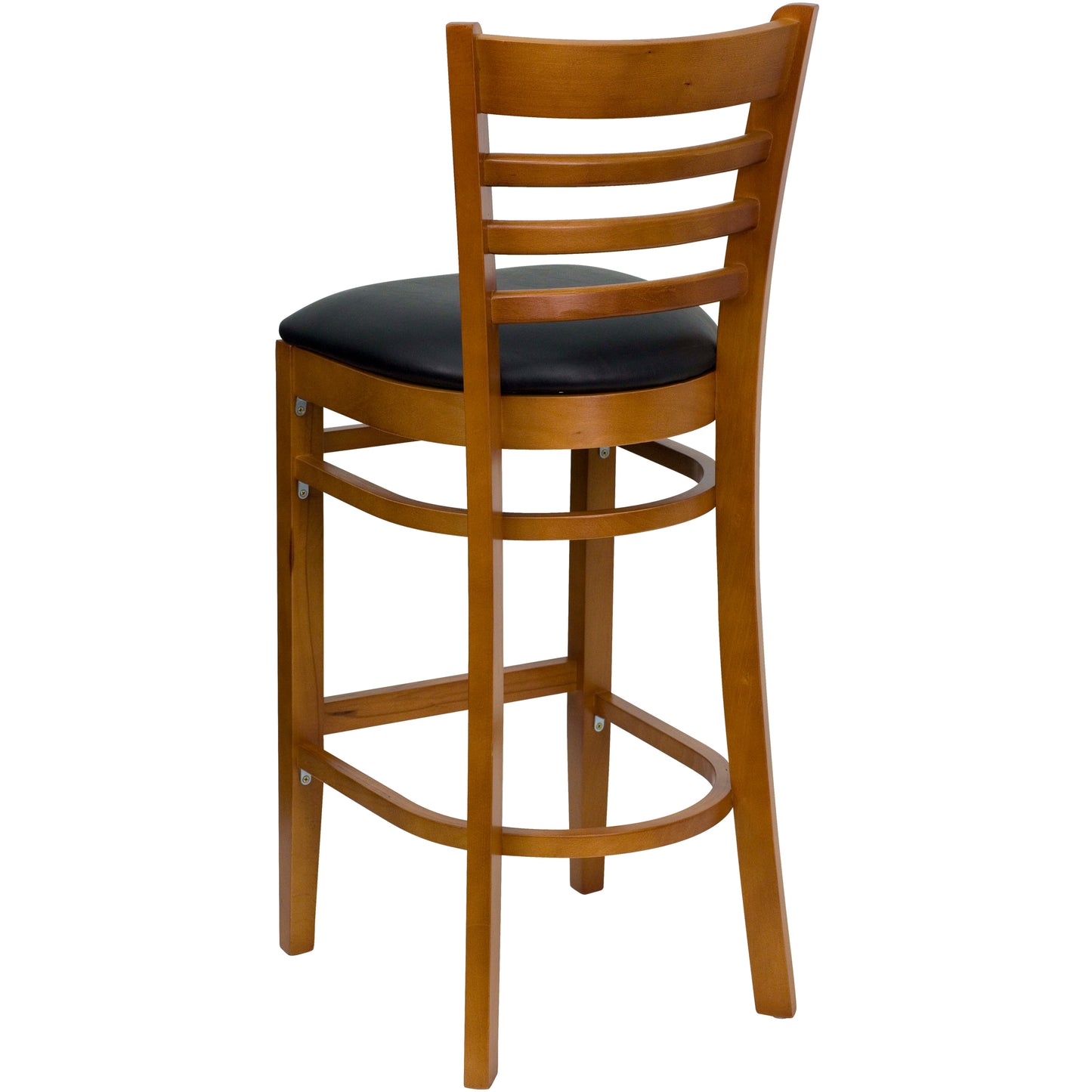 Ladder Back Cherry Wood Restaurant Barstool - Vinyl Seat