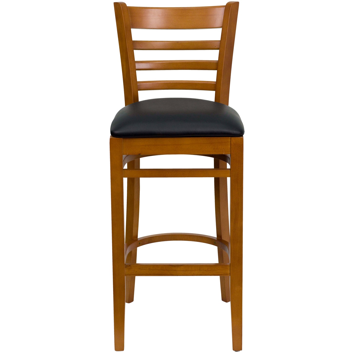 Ladder Back Cherry Wood Restaurant Barstool - Vinyl Seat