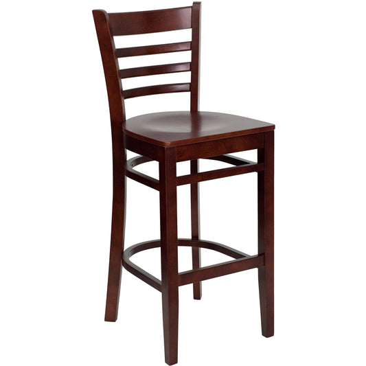 Ladder Back Mahogany Wood Restaurant Barstool