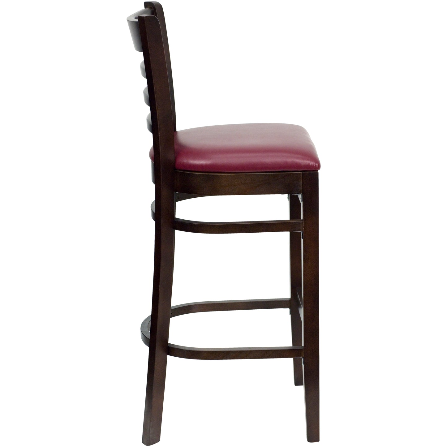 Ladder Back Walnut Wood Restaurant Barstool - Vinyl Seat