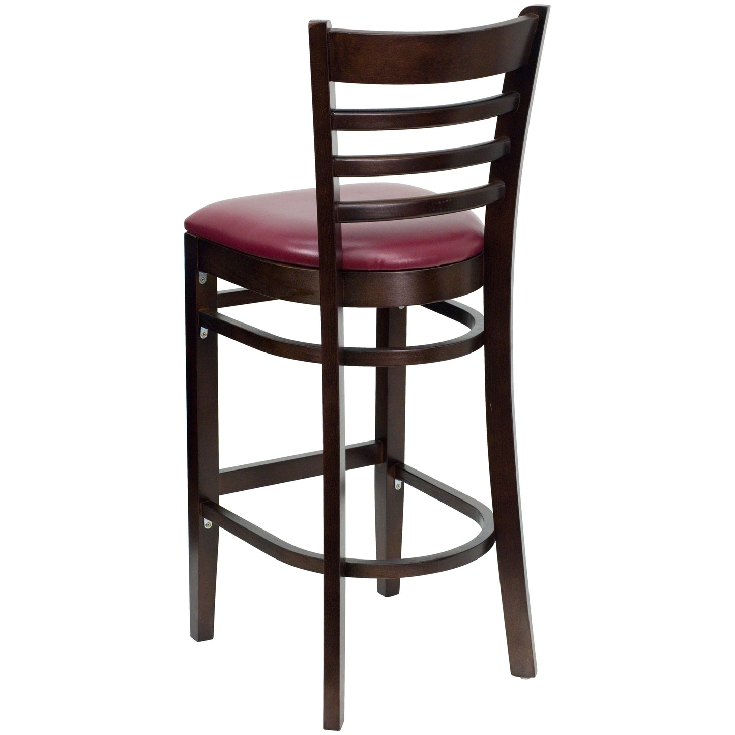 Ladder Back Walnut Wood Restaurant Barstool - Vinyl Seat