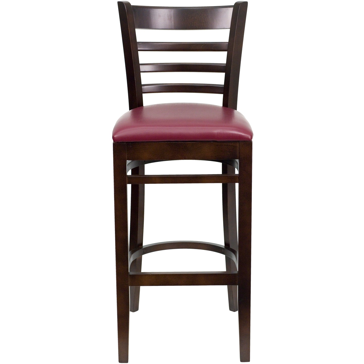 Ladder Back Walnut Wood Restaurant Barstool - Vinyl Seat