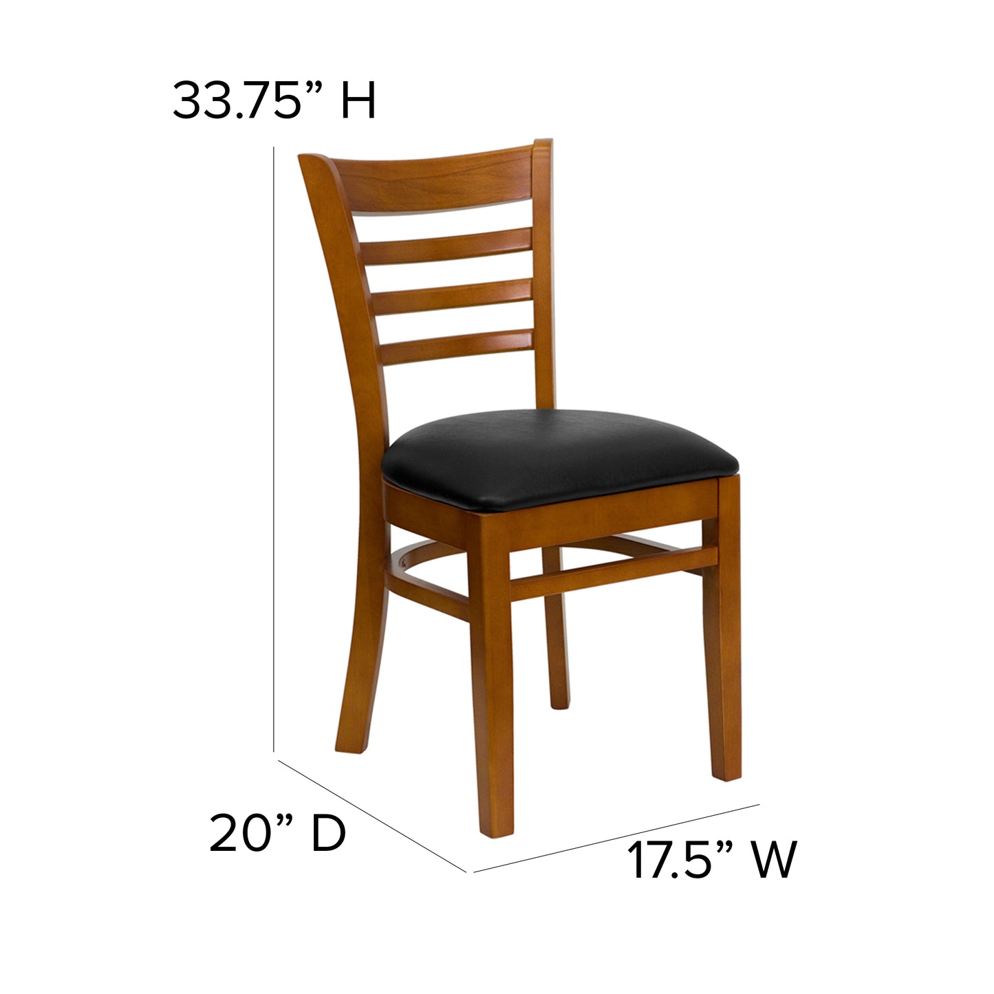 Ladder Back Cherry Wood Restaurant Chair - Vinyl Seat