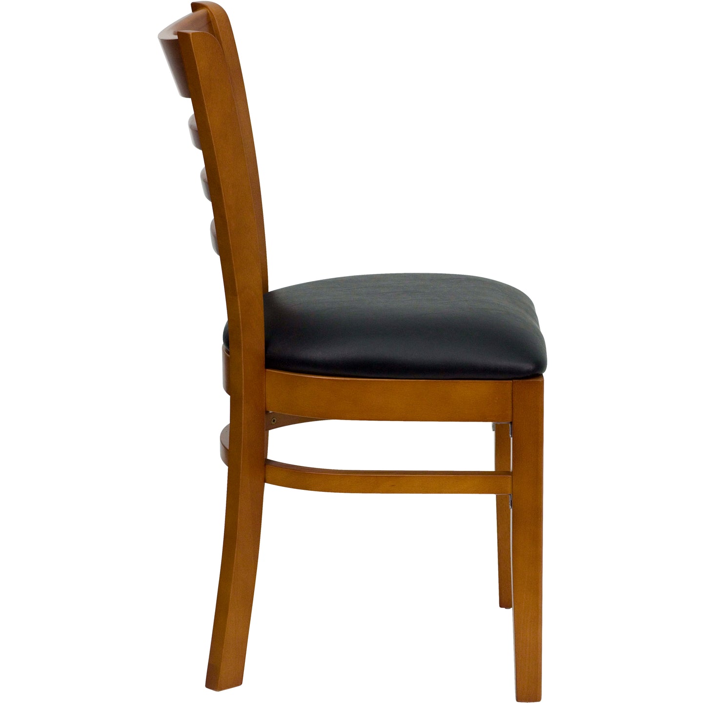 Ladder Back Cherry Wood Restaurant Chair - Vinyl Seat