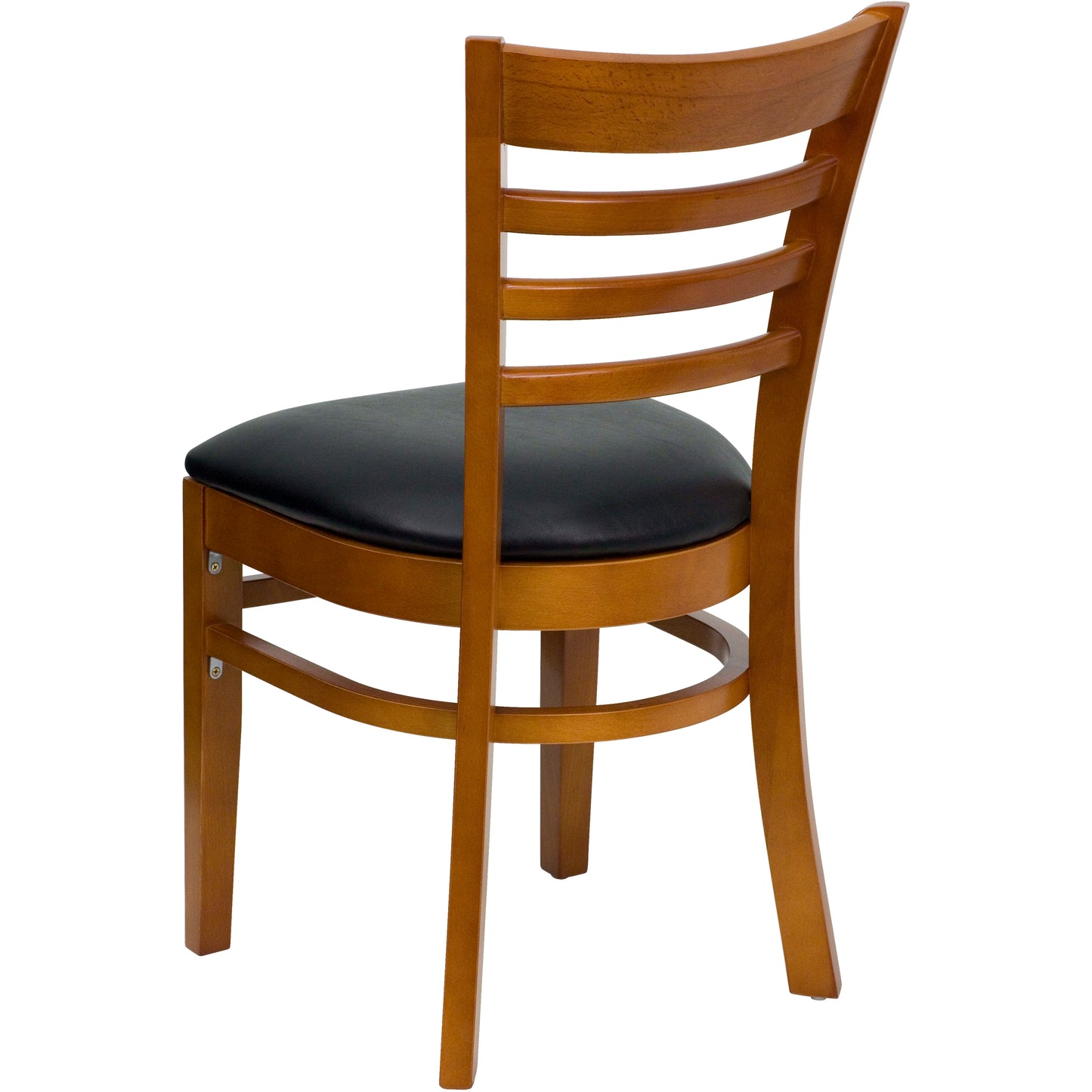 Ladder Back Cherry Wood Restaurant Chair - Vinyl Seat