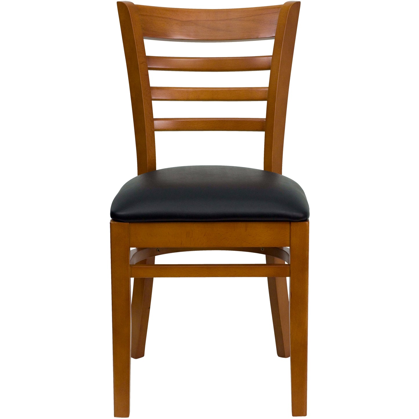 Ladder Back Cherry Wood Restaurant Chair - Vinyl Seat