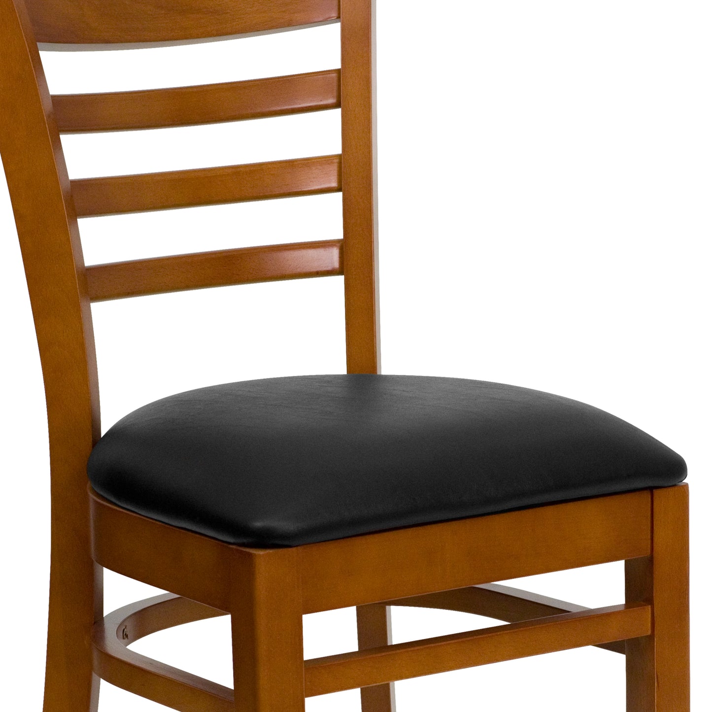 Ladder Back Cherry Wood Restaurant Chair - Vinyl Seat