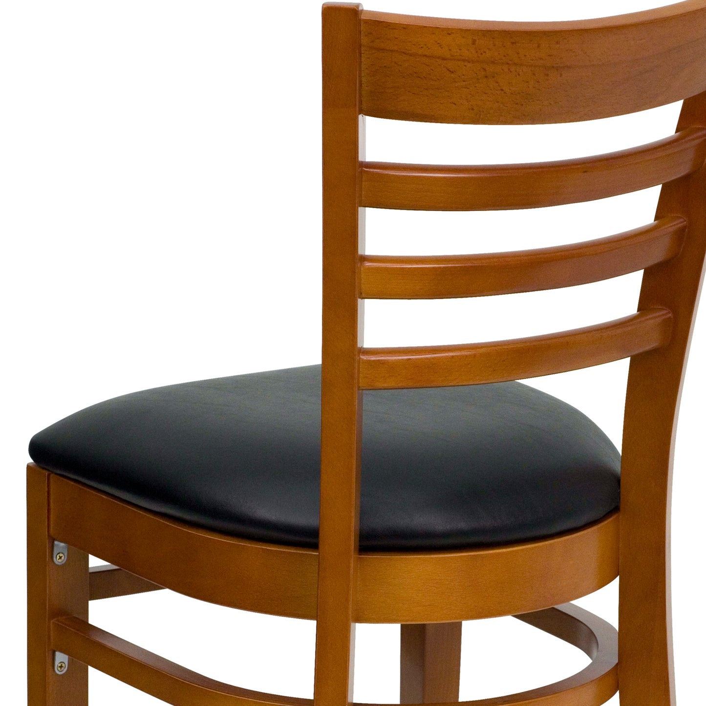 Ladder Back Cherry Wood Restaurant Chair - Vinyl Seat