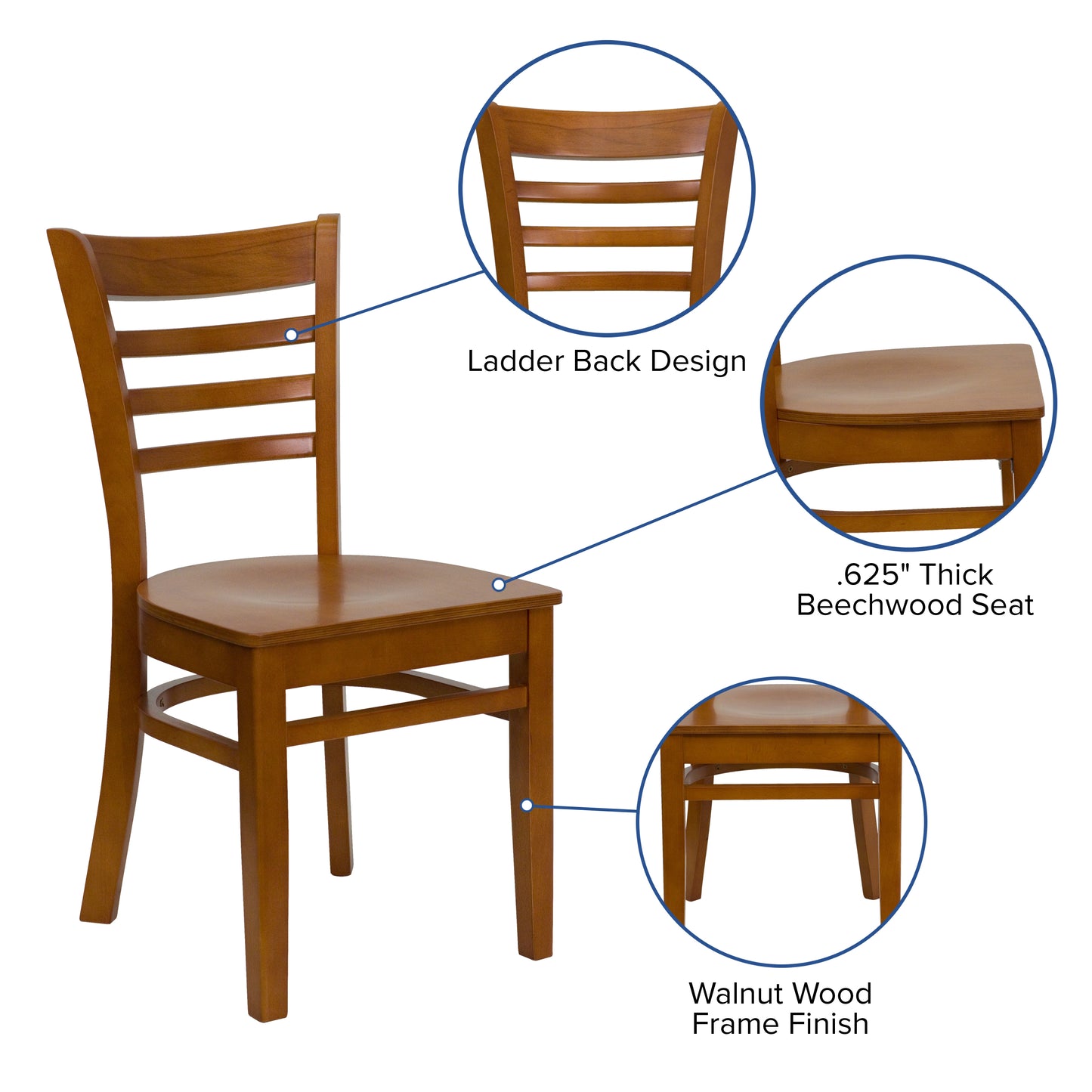 Ladder Back Cherry Wood Restaurant Chair