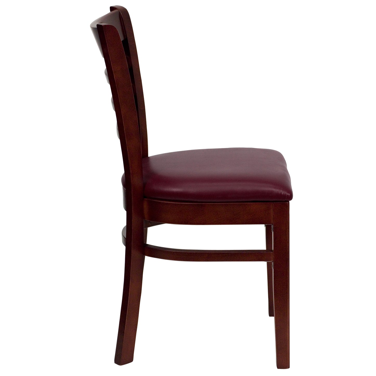 Ladder Back Mahogany Wood Restaurant Chair - Vinyl Seat