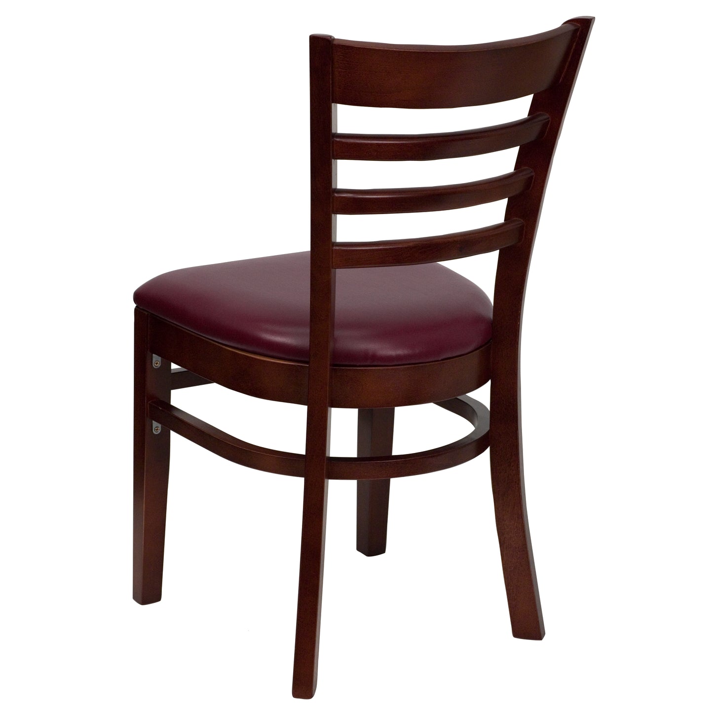 Ladder Back Mahogany Wood Restaurant Chair - Vinyl Seat