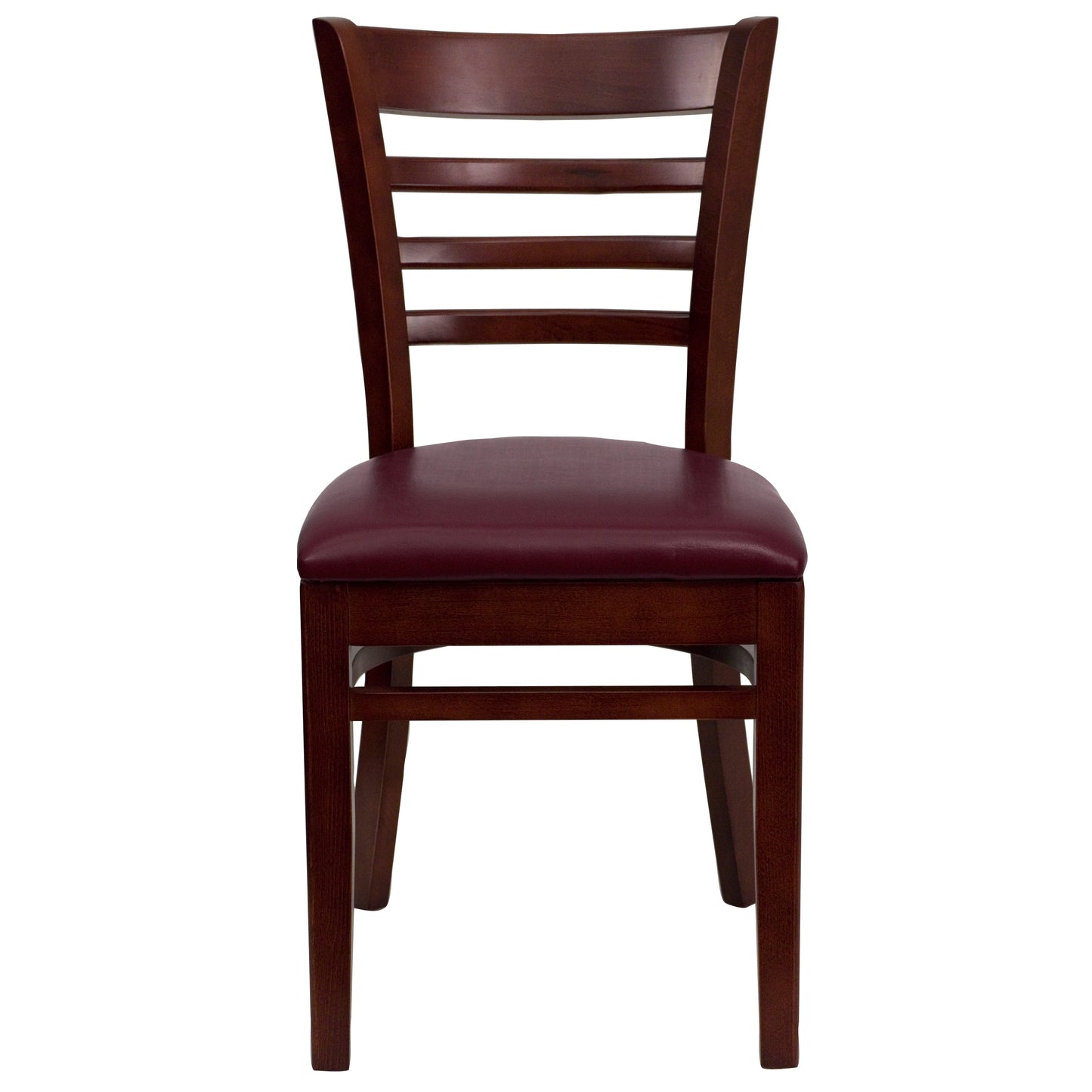 Ladder Back Mahogany Wood Restaurant Chair - Vinyl Seat