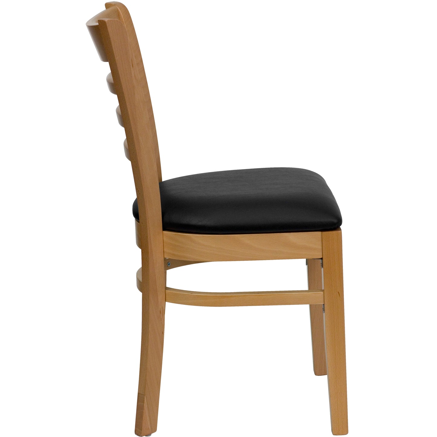 Ladder Back Natural Wood Restaurant Chair - Vinyl Seat