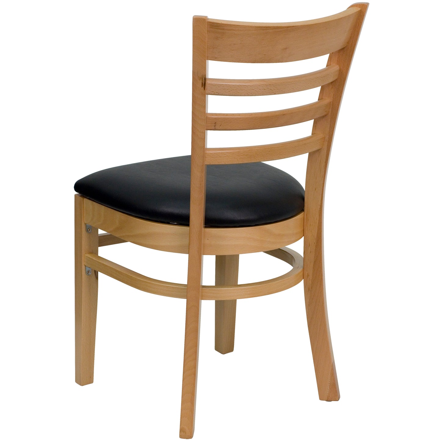 Ladder Back Natural Wood Restaurant Chair - Vinyl Seat