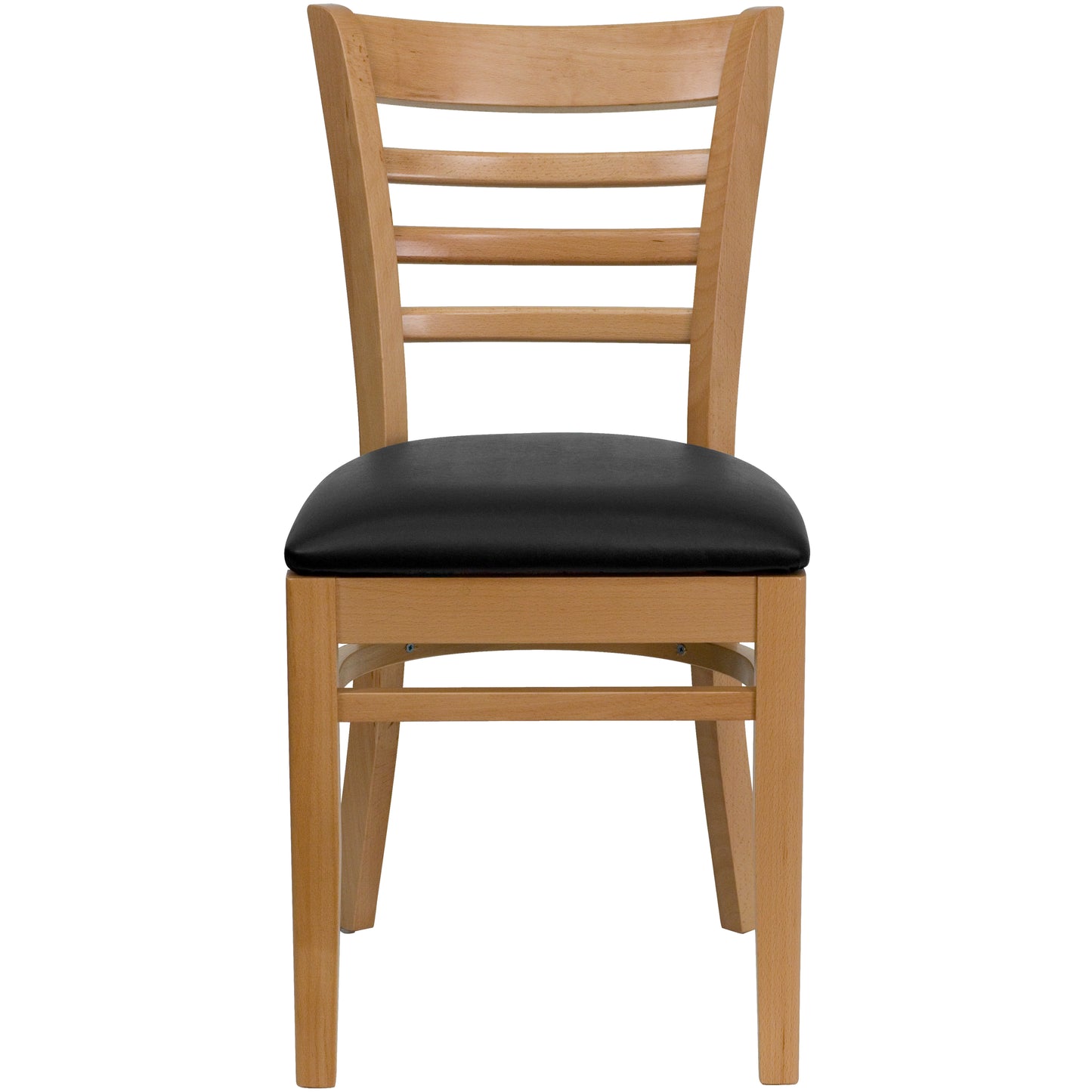 Ladder Back Natural Wood Restaurant Chair - Vinyl Seat