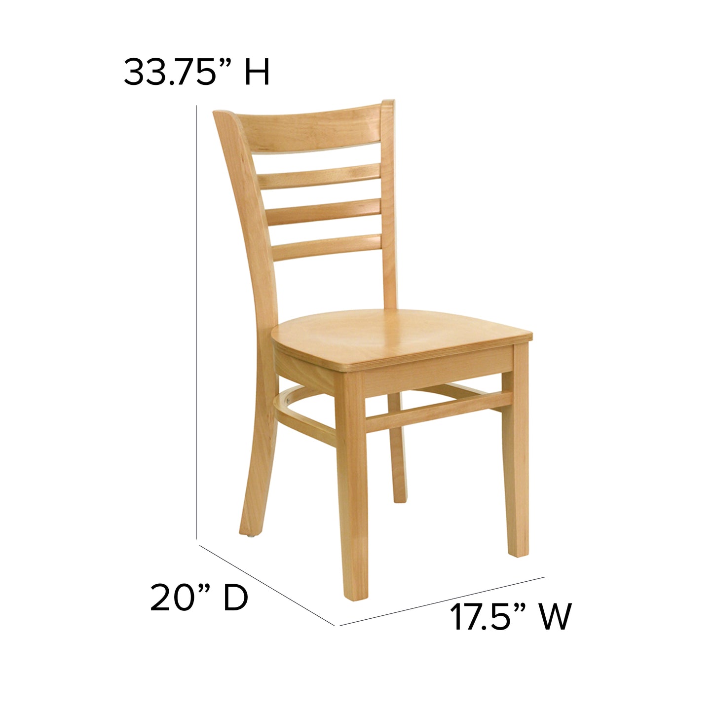 Ladder Back Natural Wood Restaurant Chair