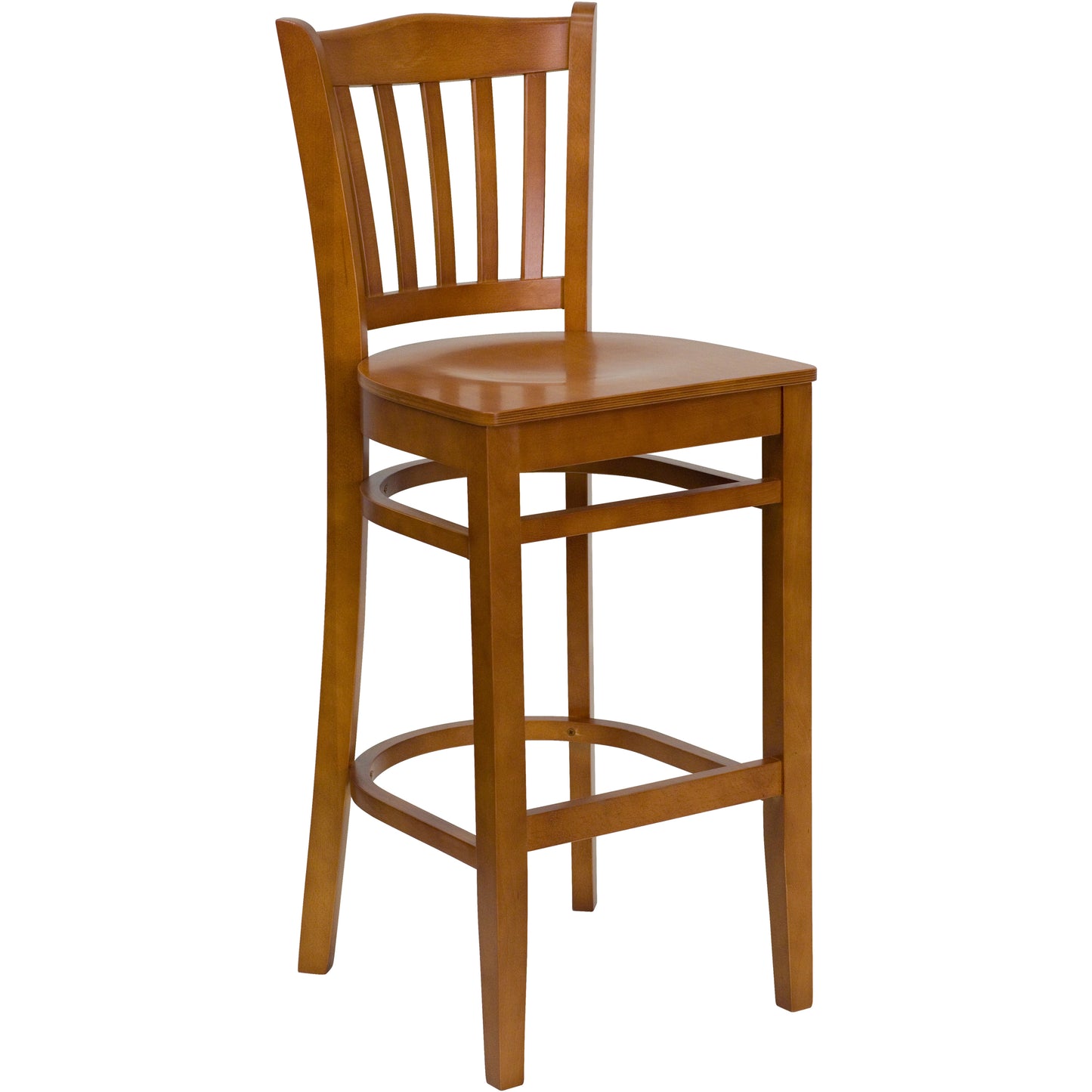 Vertical Slat Back Cherry Wood Restaurant Barstool