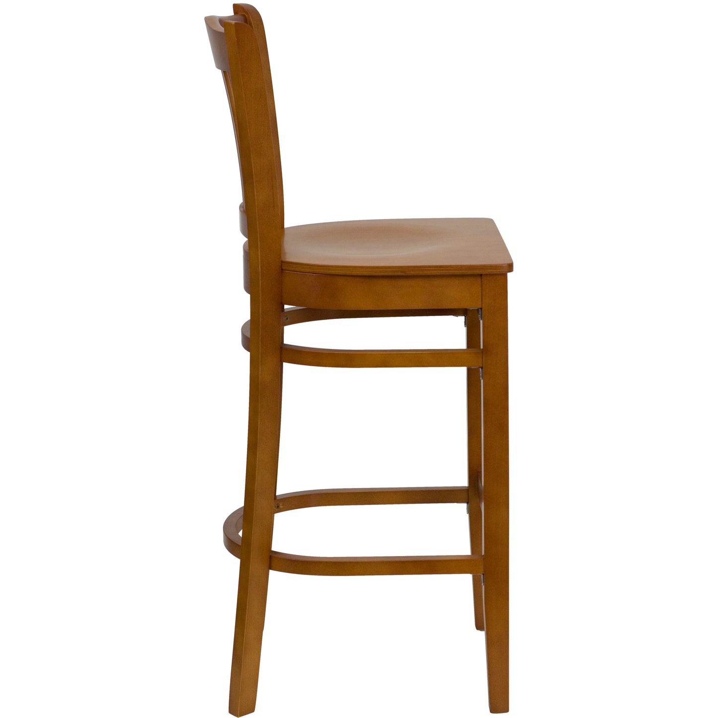 Vertical Slat Back Cherry Wood Restaurant Barstool