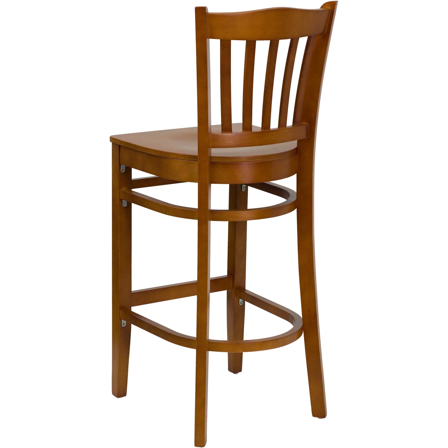 Vertical Slat Back Cherry Wood Restaurant Barstool