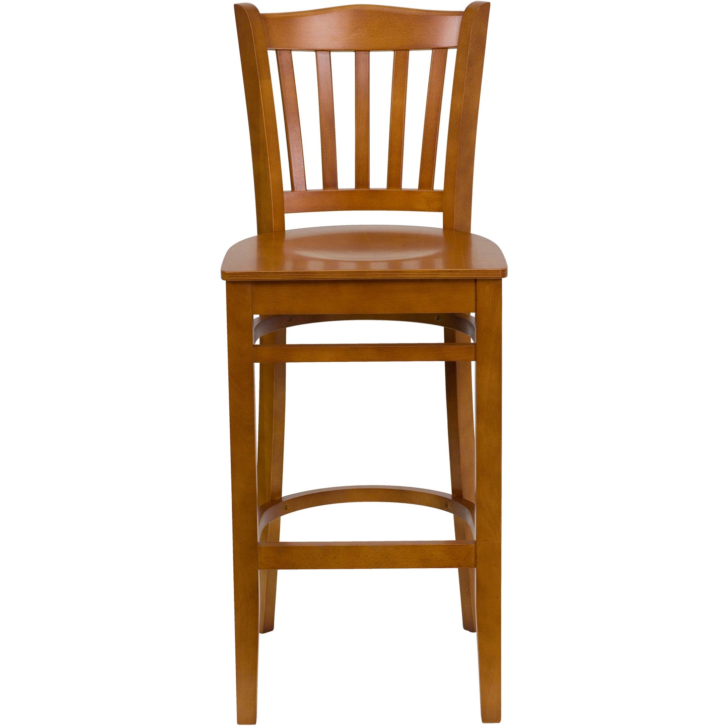 Vertical Slat Back Cherry Wood Restaurant Barstool