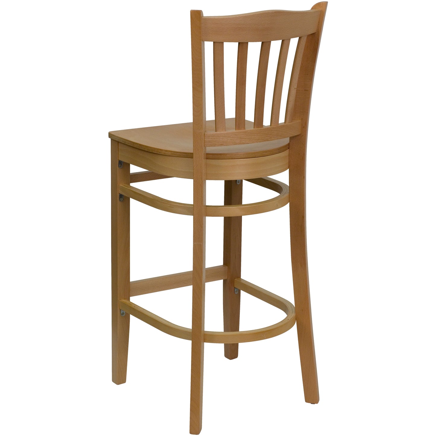 Vertical Slat Back Natural Wood Restaurant Barstool