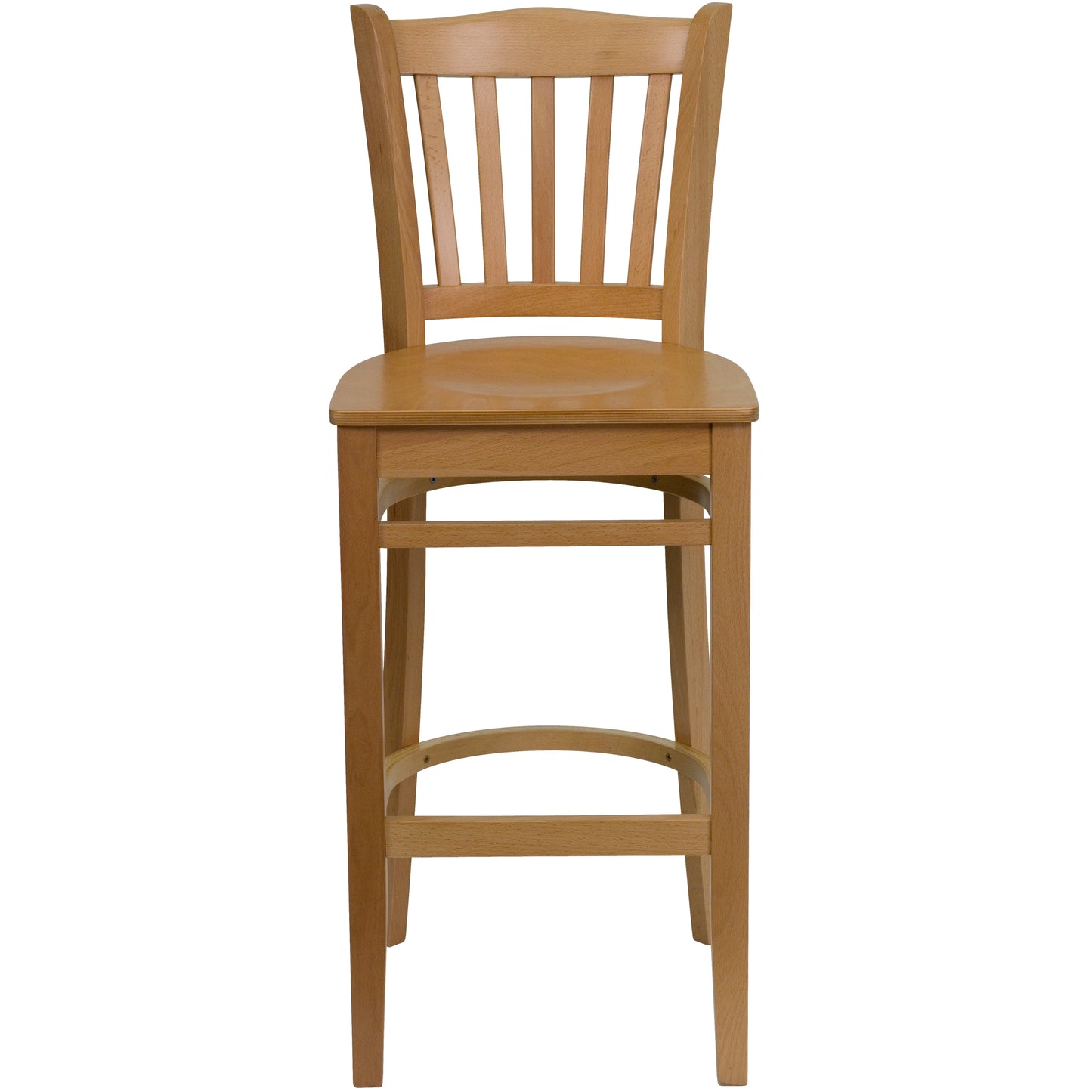 Vertical Slat Back Natural Wood Restaurant Barstool