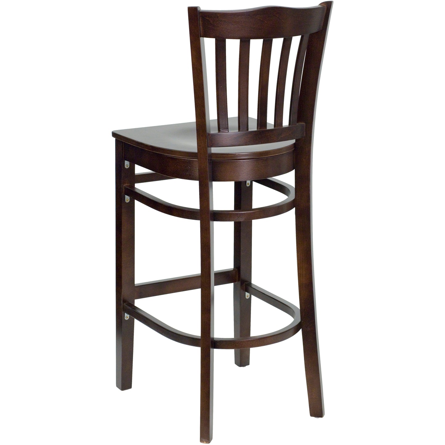 Vertical Slat Back Walnut Wood Restaurant Barstool