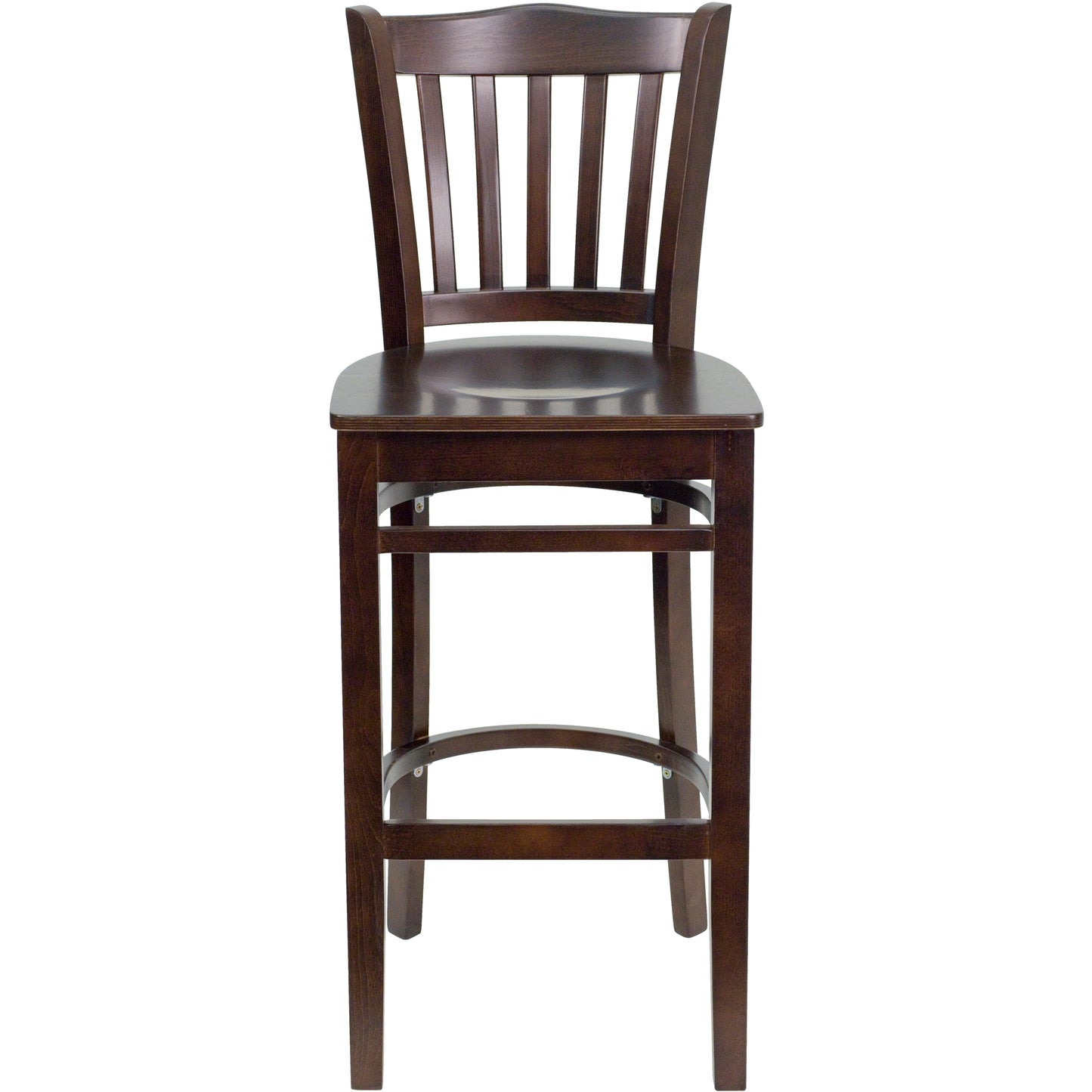 Vertical Slat Back Walnut Wood Restaurant Barstool