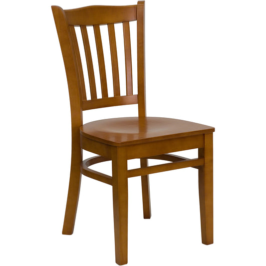 Vertical Slat Back Cherry Wood Restaurant Chair