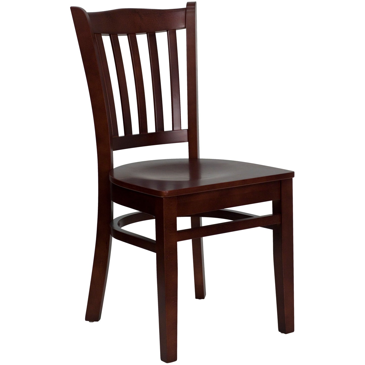 Vertical Slat Back Mahogany Wood Restaurant Chair