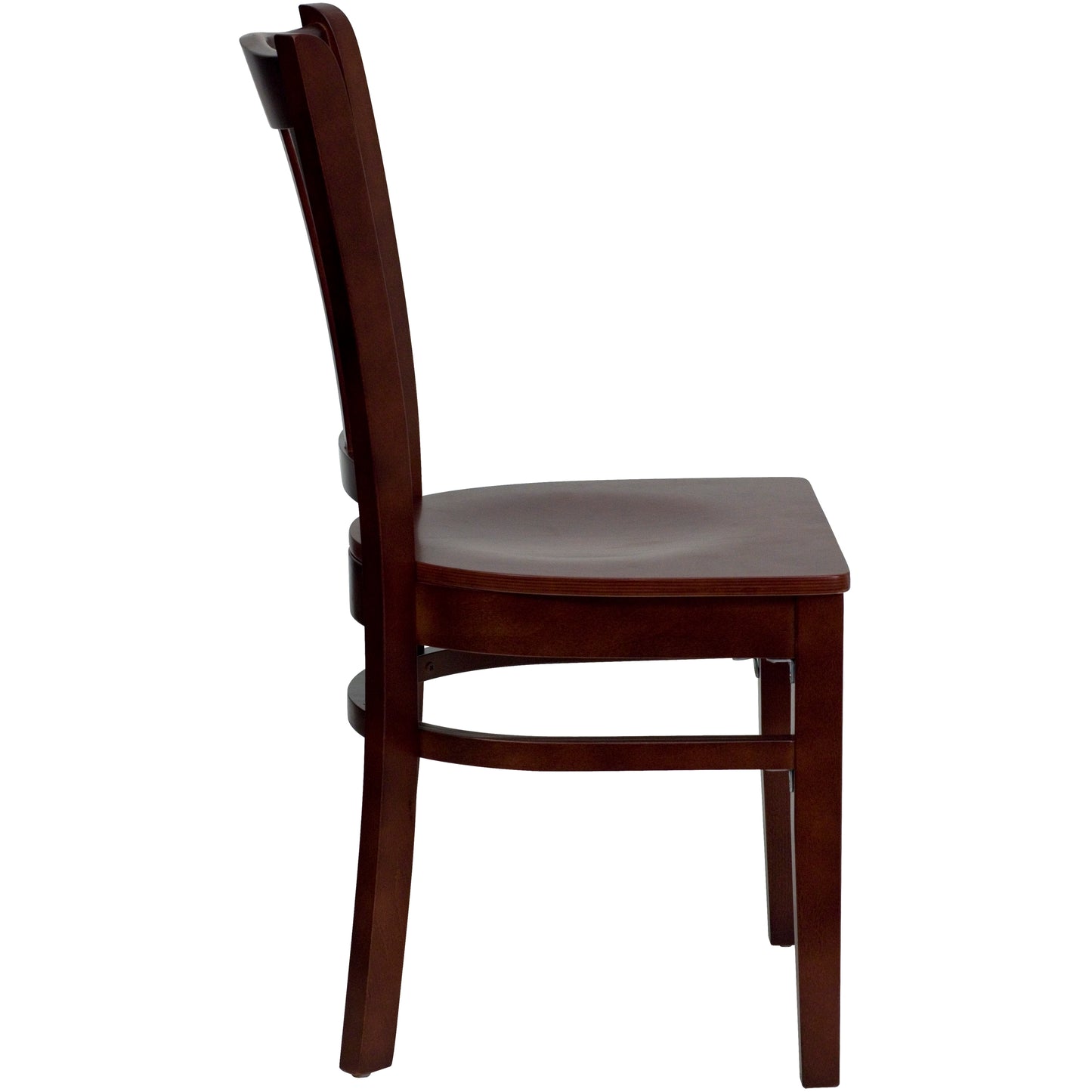 Vertical Slat Back Mahogany Wood Restaurant Chair