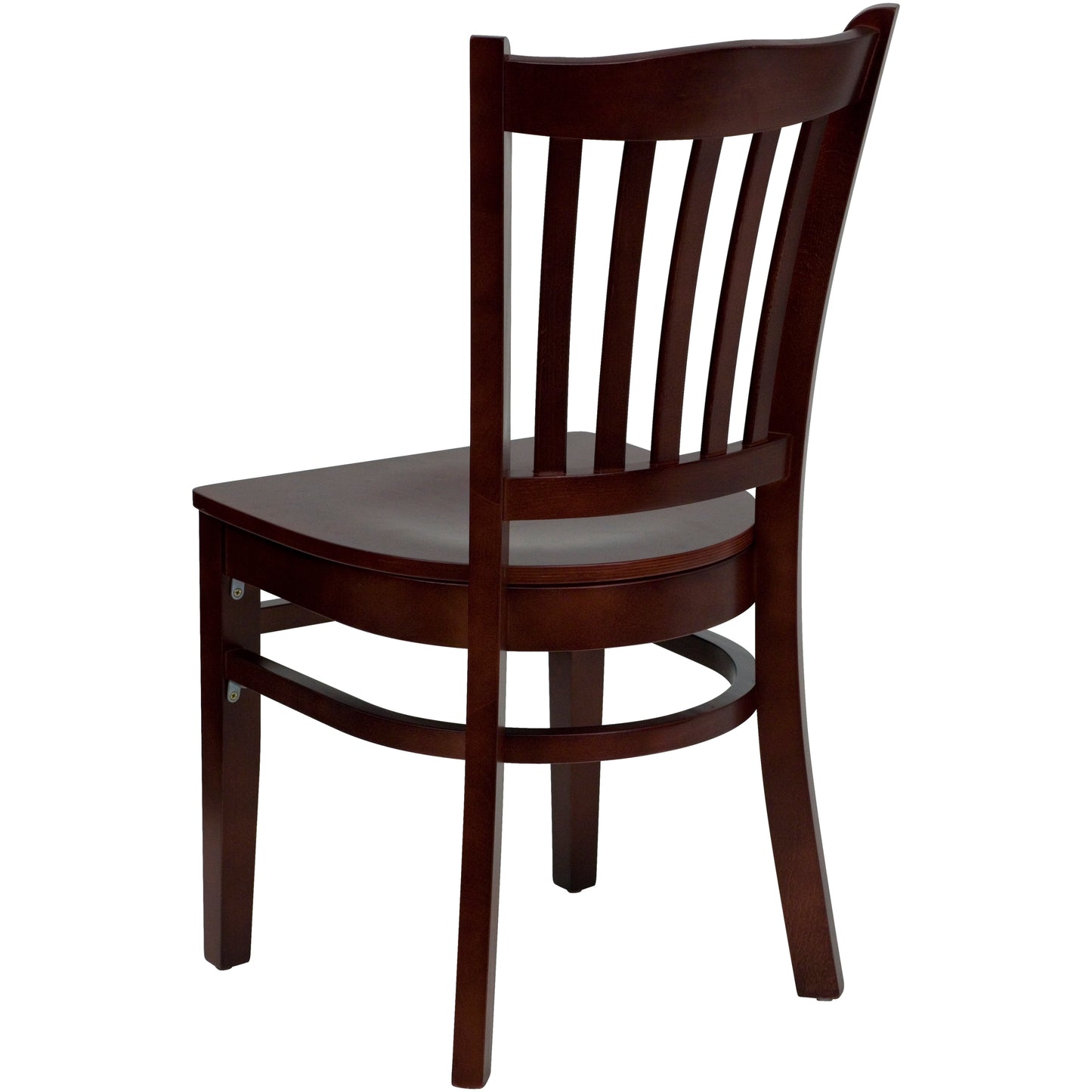 Vertical Slat Back Mahogany Wood Restaurant Chair