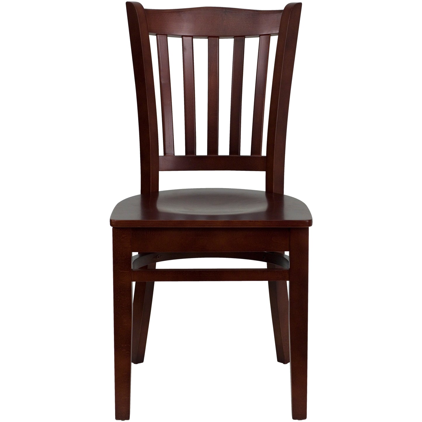 Vertical Slat Back Mahogany Wood Restaurant Chair