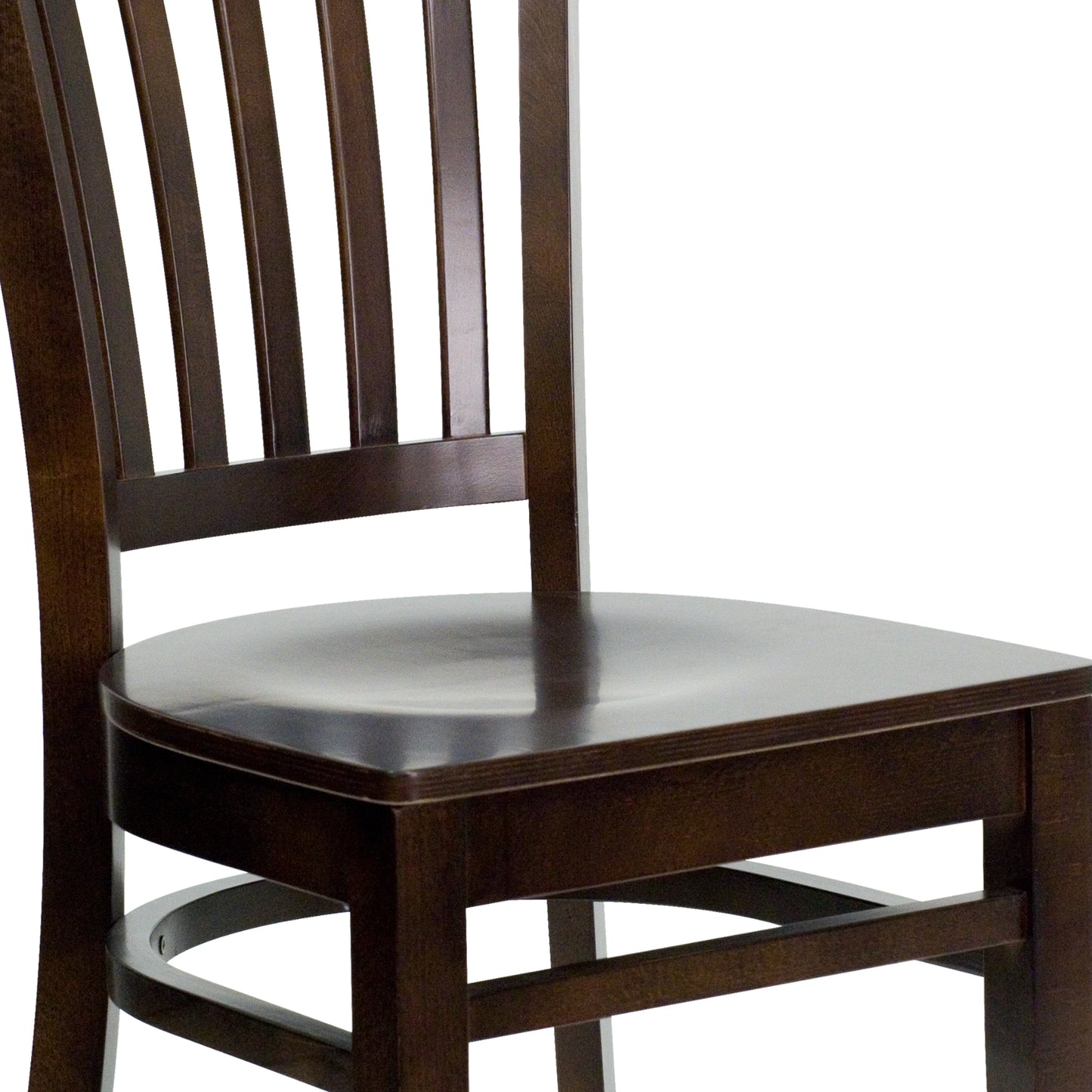 Vertical Slat Back Walnut Wood Restaurant Chair