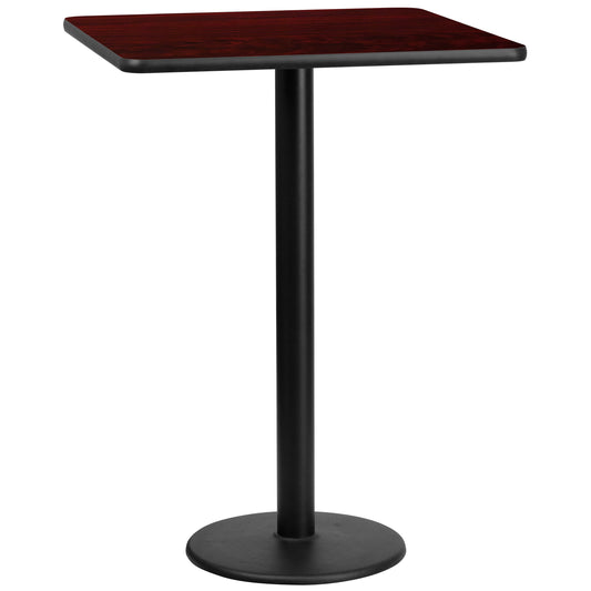 30'' Square Laminate Bar Height Table with 18'' Round Table Base