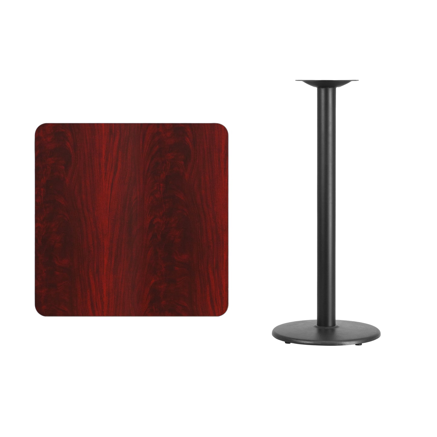 30'' Square Laminate Bar Height Table with 18'' Round Table Base