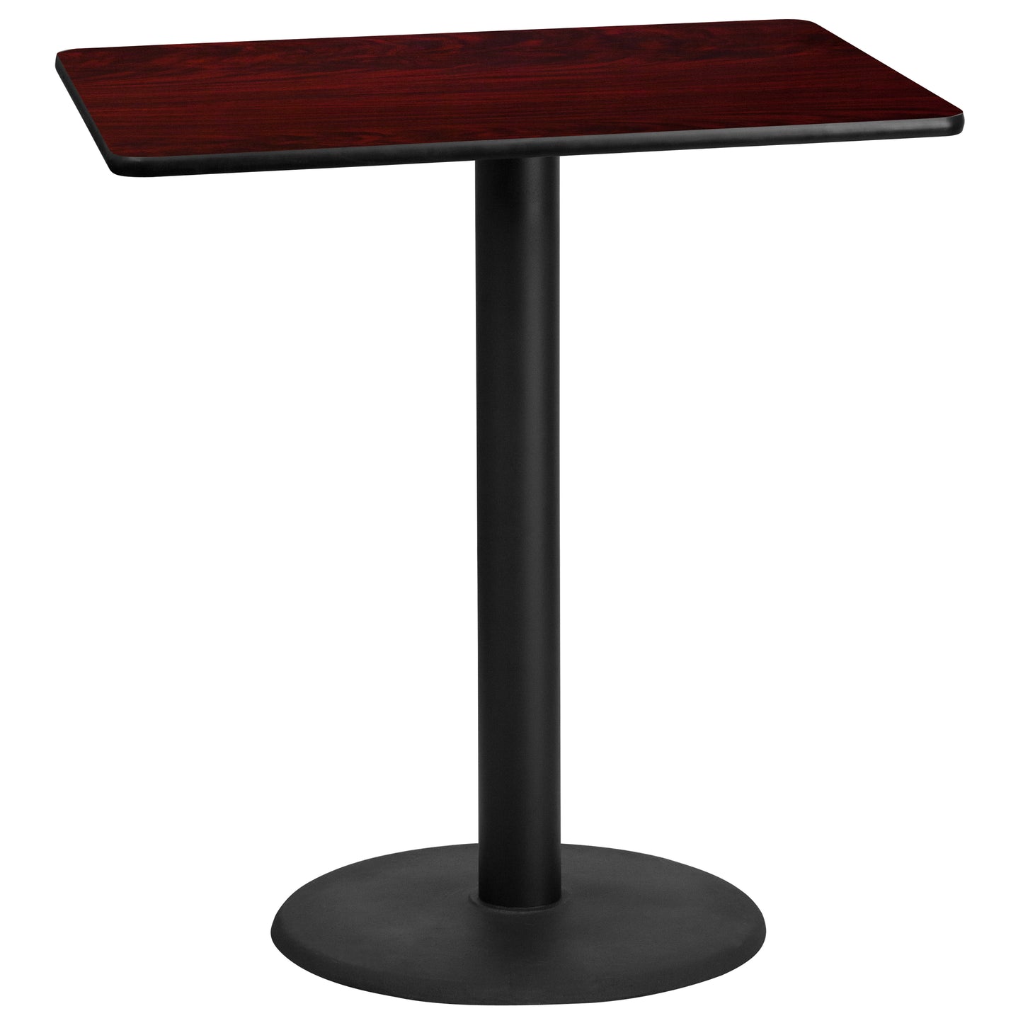 30'' x 42'' Rectangular Laminate Bar Height Table with 24'' Round Table Base